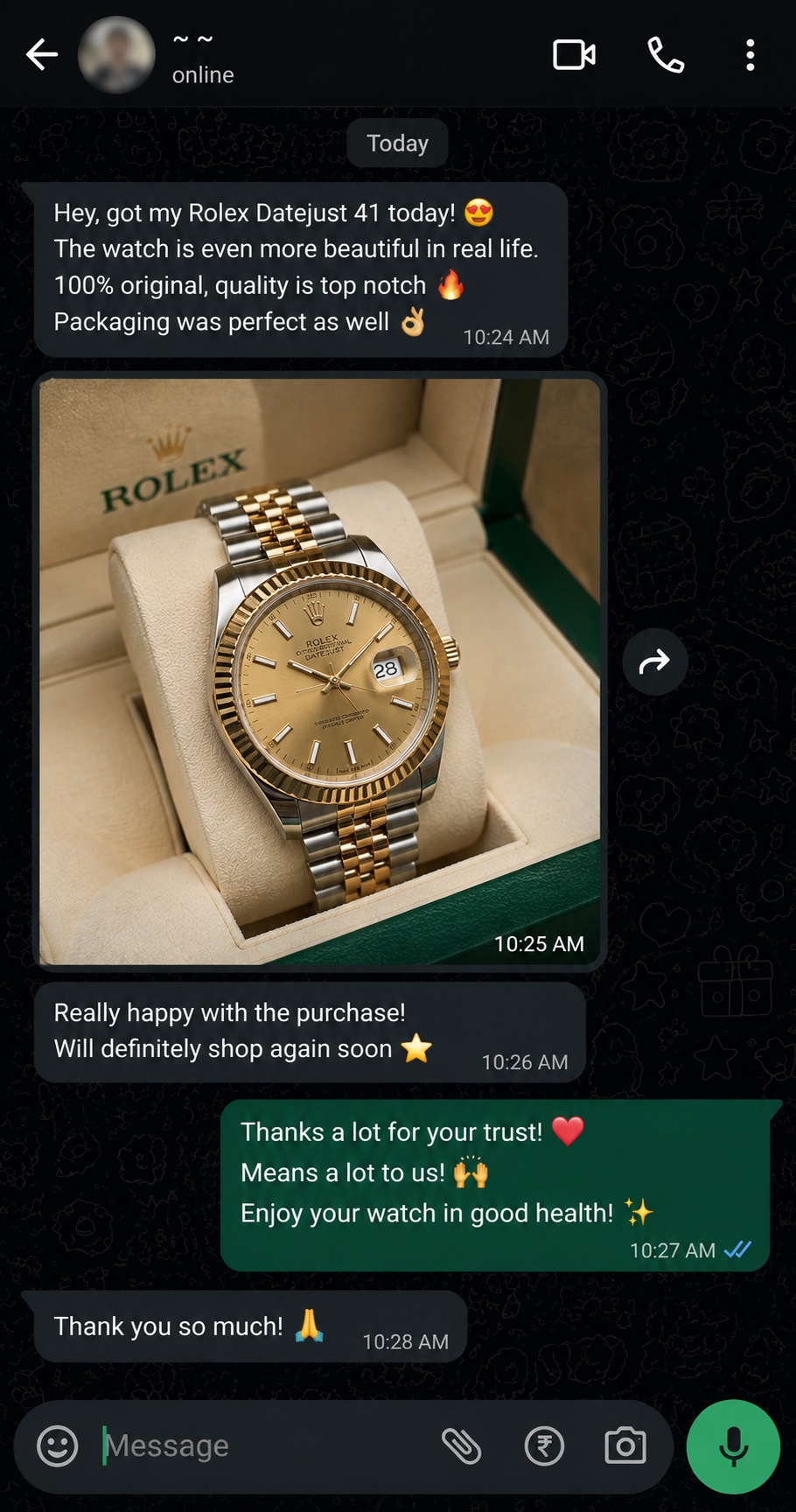 Verified WhatsApp Customer Feedback